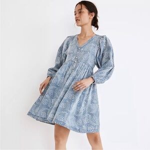 Madewell bubble-sleeve button-front mini dress